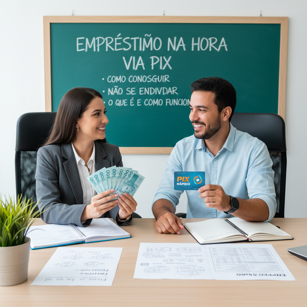 Empréstimo na Hora via Pix: Como Solicitar, Evitar Armadilhas e Manter as Finanças no Controle Pessoa analisando empréstimo na hora via Pix no celular