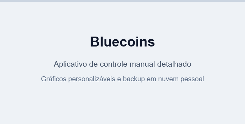 Interface do aplicativo de controle financeiro Bluecoins
