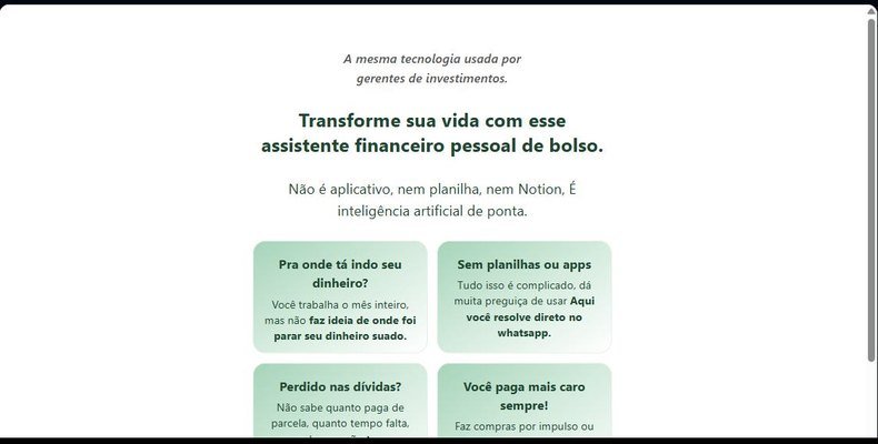 ZapGastos ou Fink AI: Qual é Melhor para Controlar suas Finanças? Interface do aplicativo de controle financeiro Fink AI