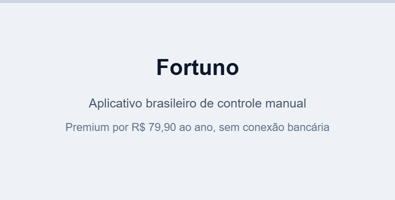 Interface do aplicativo de controle financeiro Fortuno