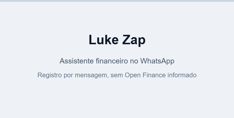 ZapGastos ou Luke Zap: Qual é Melhor para Controlar suas Finanças? Interface do aplicativo de controle financeiro Luke Zap