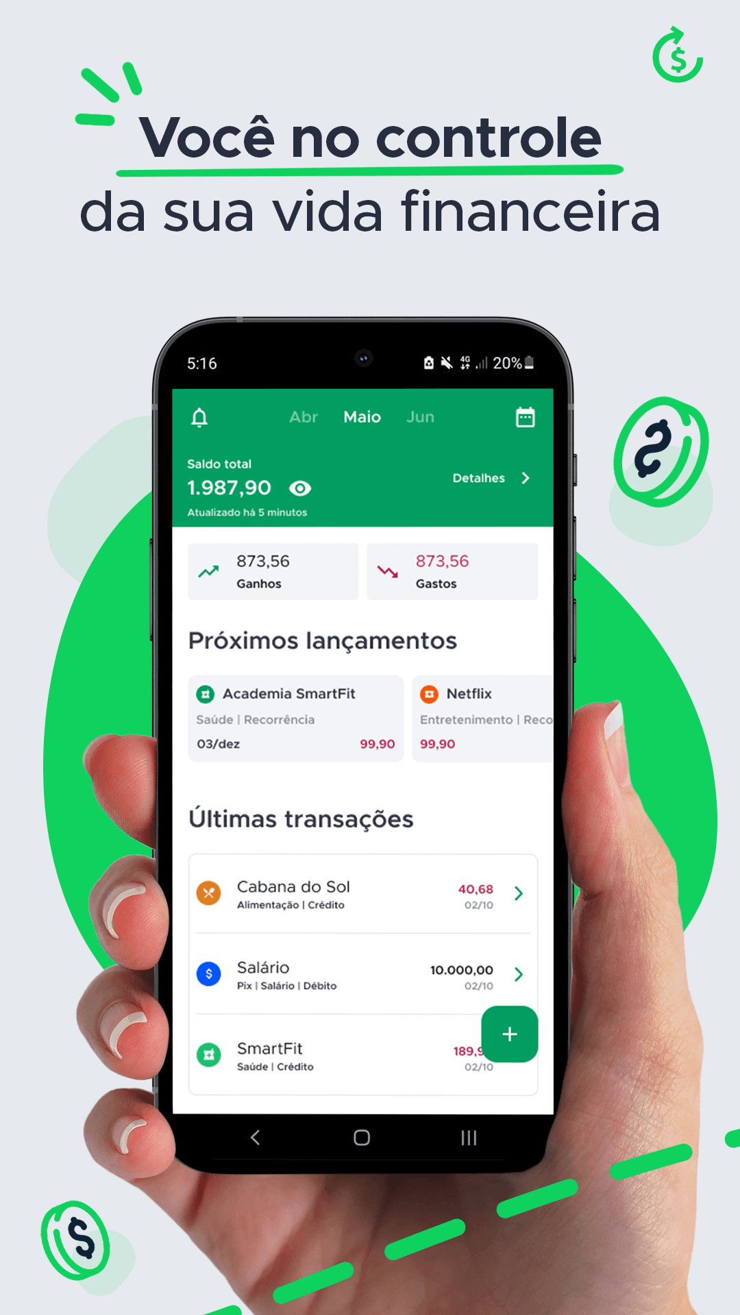 ZapGastos ou Minhas Economias: Qual é Melhor para Controlar suas Finanças? Interface do aplicativo de controle financeiro Minhas Economias