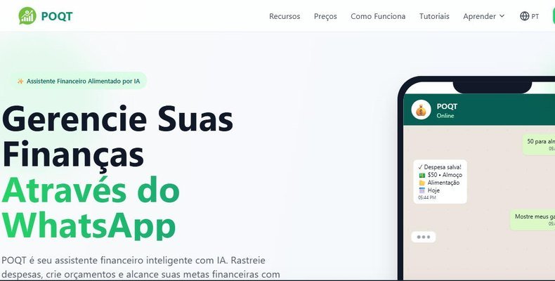 ZapGastos ou POQT: Qual é Melhor para Controlar suas Finanças? Interface do aplicativo de controle financeiro POQT